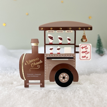 Village de No&euml;l miniature, Stand de marrons chauds en plexiglas