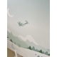 Décor illustré paysage enneigé, village de Noël