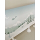Illustration sur socle en bois, décor fond mini monde de Noël