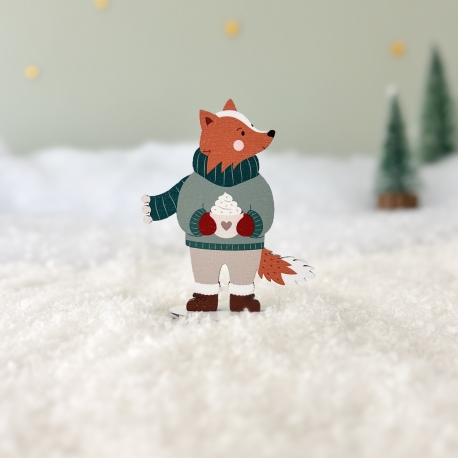 Gaspard le renard en bois, village de Noël