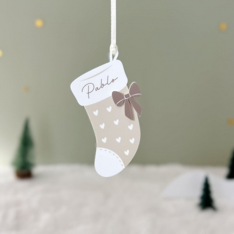 Suspension sapin de No&euml;l bottes, d&eacute;coration symbolique famille