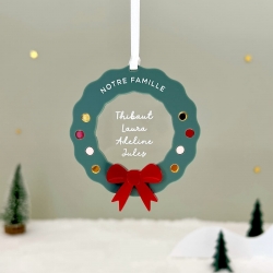 Boule de Noël personnalisée famille, couronne de l'avent