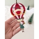Suspension sapin de Noël personnalisée, Montgolfière rétro coloré