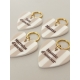 Porte-clé coeur rayures beiges Lovely family, cadeau message Mamie d'amour