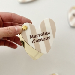 Miroir de poche coeur Marraine d'amour