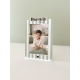 Cadre photo rayures sauge famille, cadeau papa parrain papy