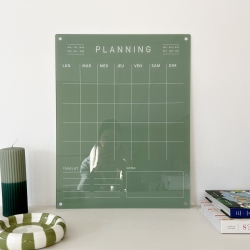 Planning mensuel minimaliste vert sauge, planning organisation effaçable